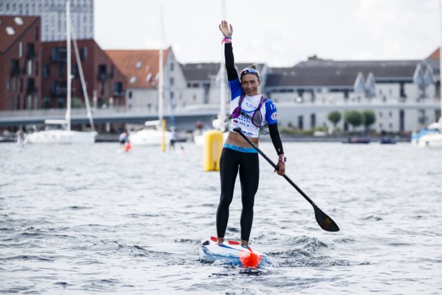 Annabel Anderson celebrando su victoria. Foto: Ben Reed. Copenhague