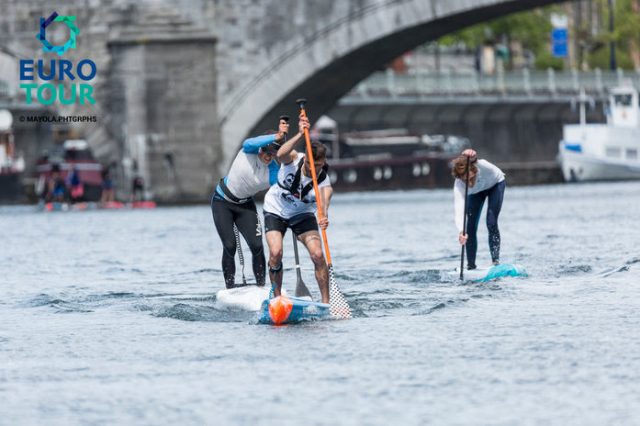 Claudio Nika winning  Namur SUP Race