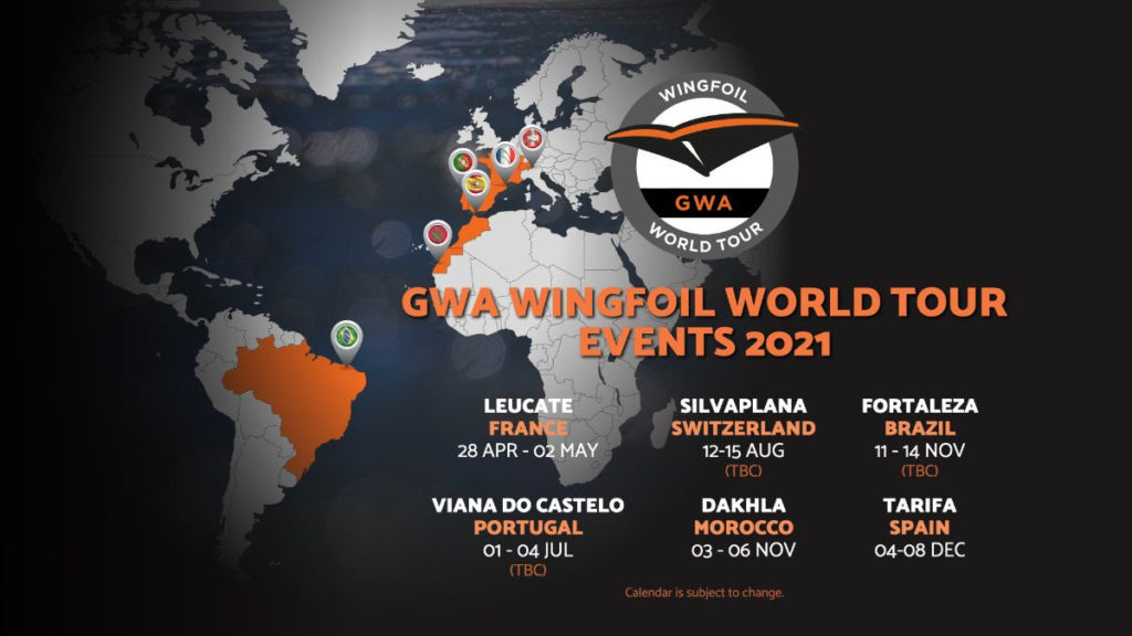 Mapa de eventos del GWA Wingfoil World Tour 2021